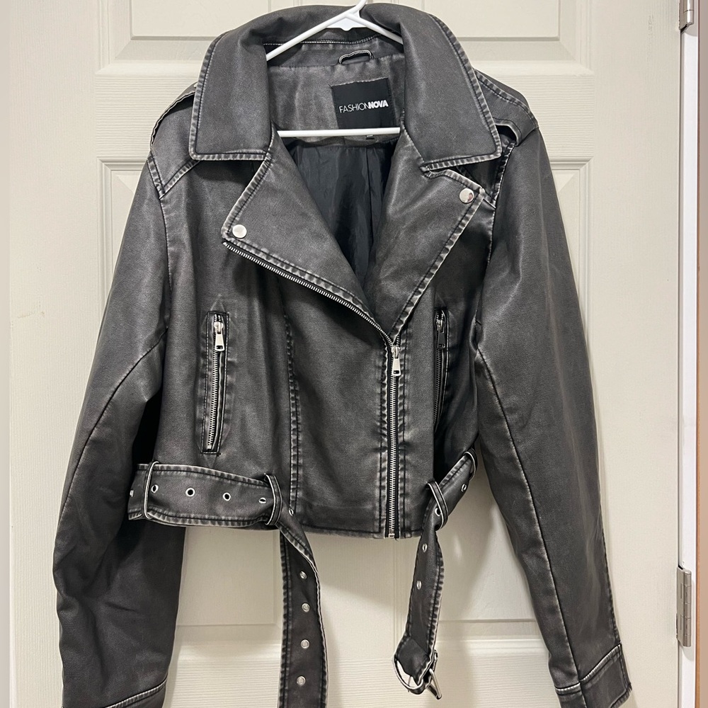 Fashion Nova Charcoal Leather Jacket